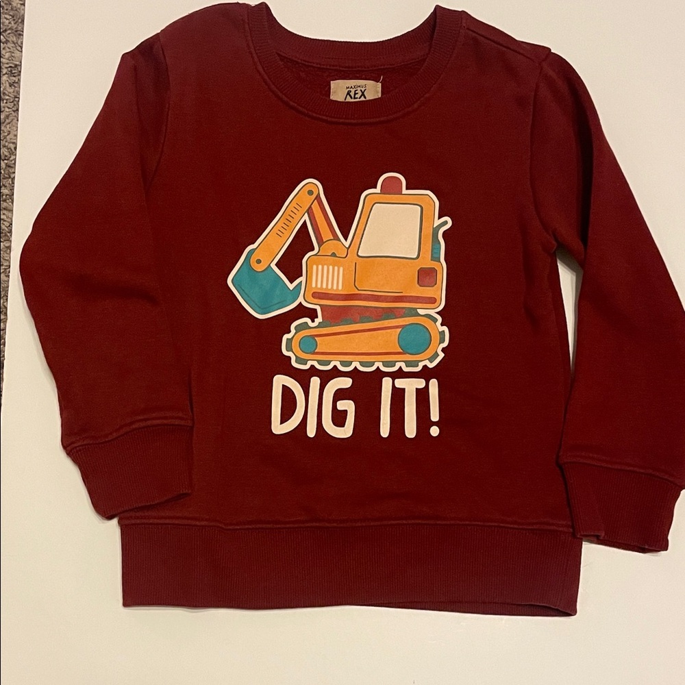 Maximus REX Toddler Boy Size 5 Maroon 'Dig It' Graphic Sweatshirt